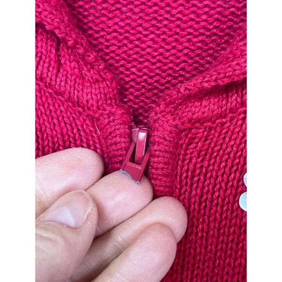 Tiara International Women's Large Red Christmas Reindeer Zip Front Cardigan - Picture 5 of 7